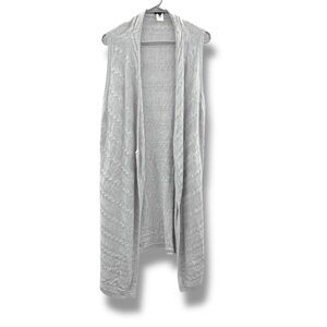 Talbots Gray Cable Knit Duster Cardigan Women’s Size Medium Sleeveless Long Vest